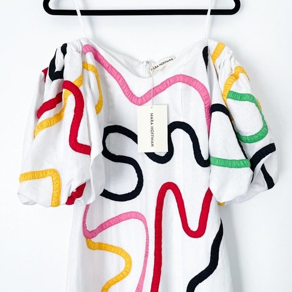 Mara Hoffman Namari off-the-shoulder appliquéd midi dress puff sleeves - Picture 5 of 11